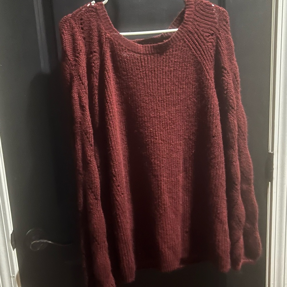 Maurices Deep Red Cable Knit Sweater